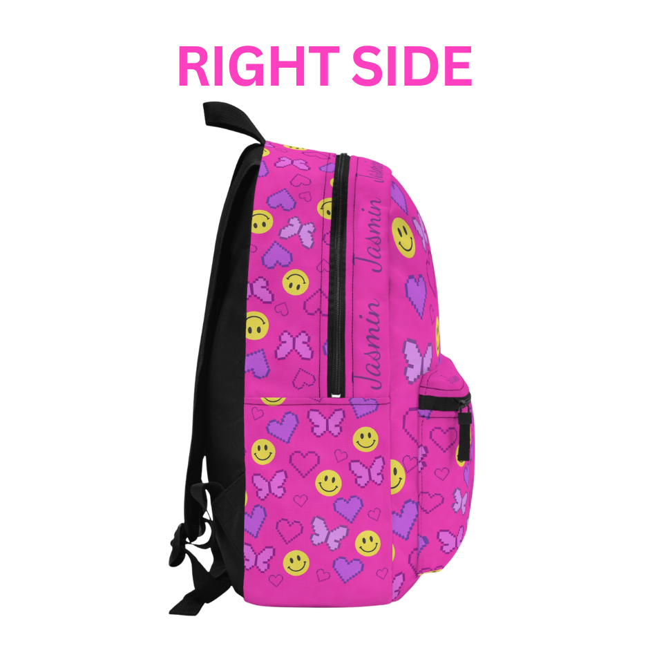 Personalized Colorful Smiley Butterfly Backpack – Cute Kids School Bag with Y2K 90’s Nostalgia Vibes