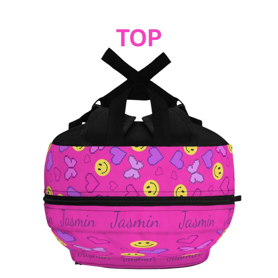 Personalized Colorful Smiley Butterfly Backpack – Cute Kids School Bag with Y2K 90’s Nostalgia Vibes