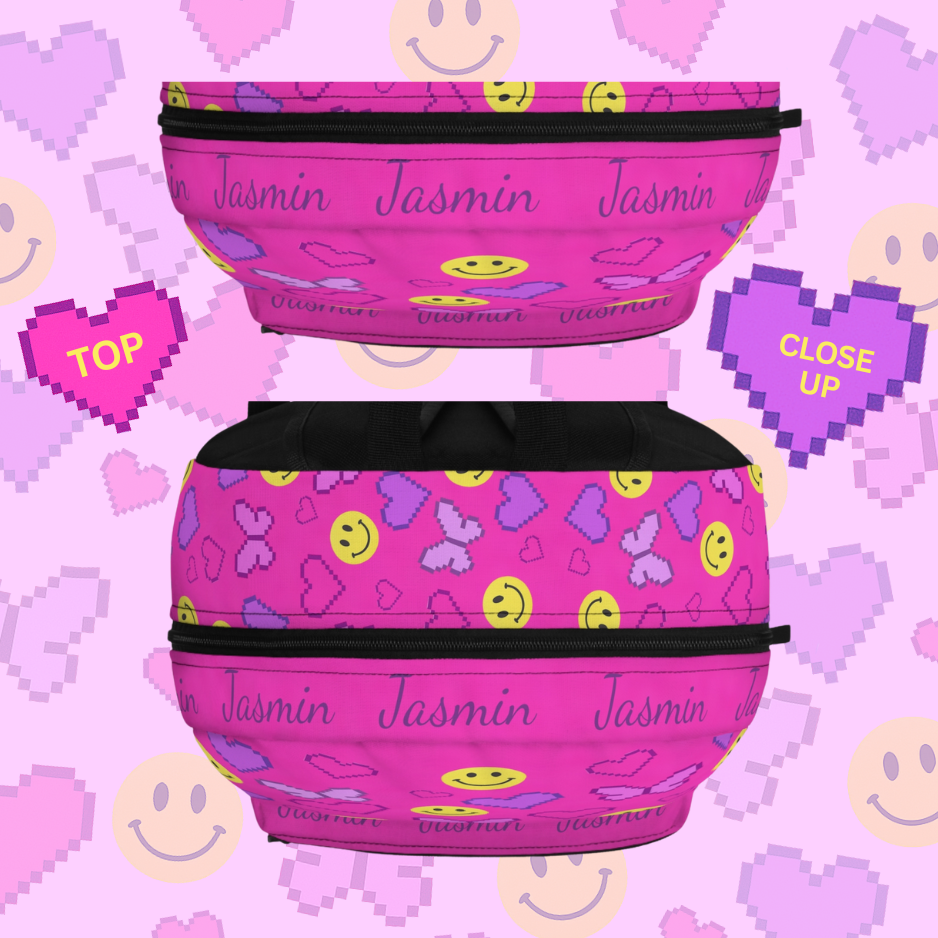 Personalized Colorful Smiley Butterfly Backpack – Cute Kids School Bag with Y2K 90’s Nostalgia Vibes