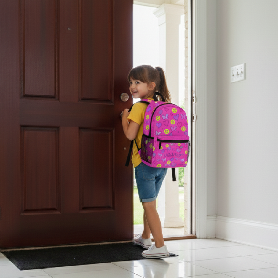 Personalized Colorful Smiley Butterfly Backpack – Cute Kids School Bag with Y2K 90’s Nostalgia Vibes