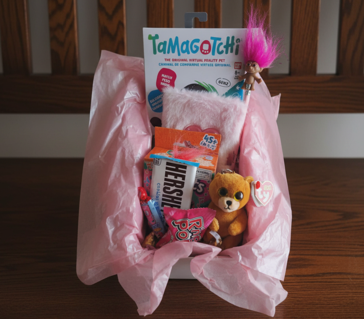 90s Nostalgia Christmas Gift Box with Retro Toys Y2K 2000s Throwback Childhood Memories Tamagotchi